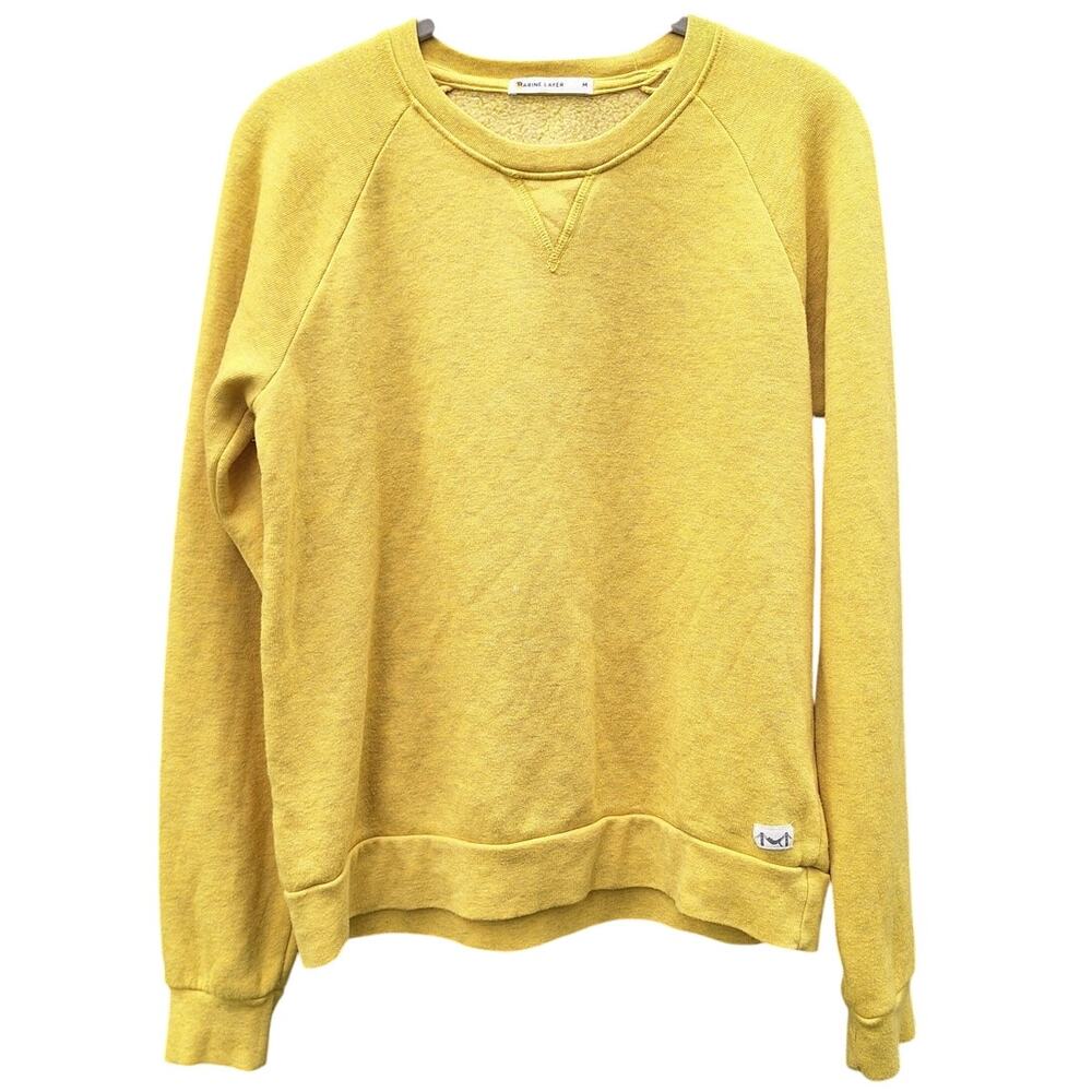 Marine Layer Women's mustard yellow heathered crewneck pullover sweatshirt M